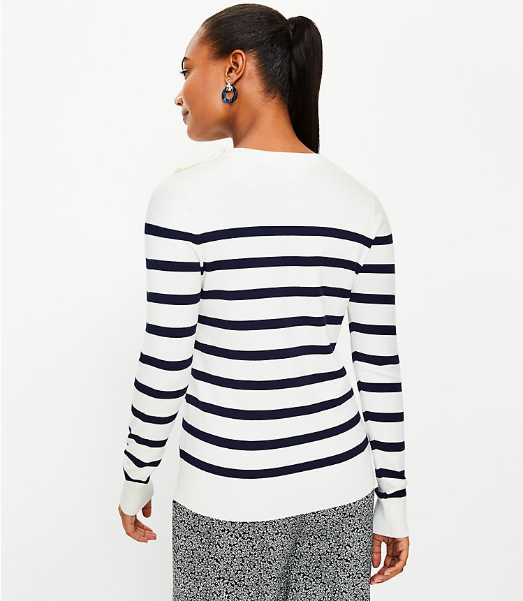 Striped Shoulder Button Sweater image number 2