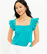 Cutout Ruffle Square Neck Top carousel Product Image 1