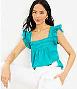 Cutout Ruffle Square Neck Top carousel Product Image 2