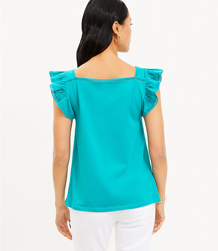 Cutout Ruffle Square Neck Top image number 2