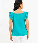 Cutout Ruffle Square Neck Top carousel Product Image 3