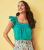 Cutout Ruffle Square Neck Top carousel Product Image 4