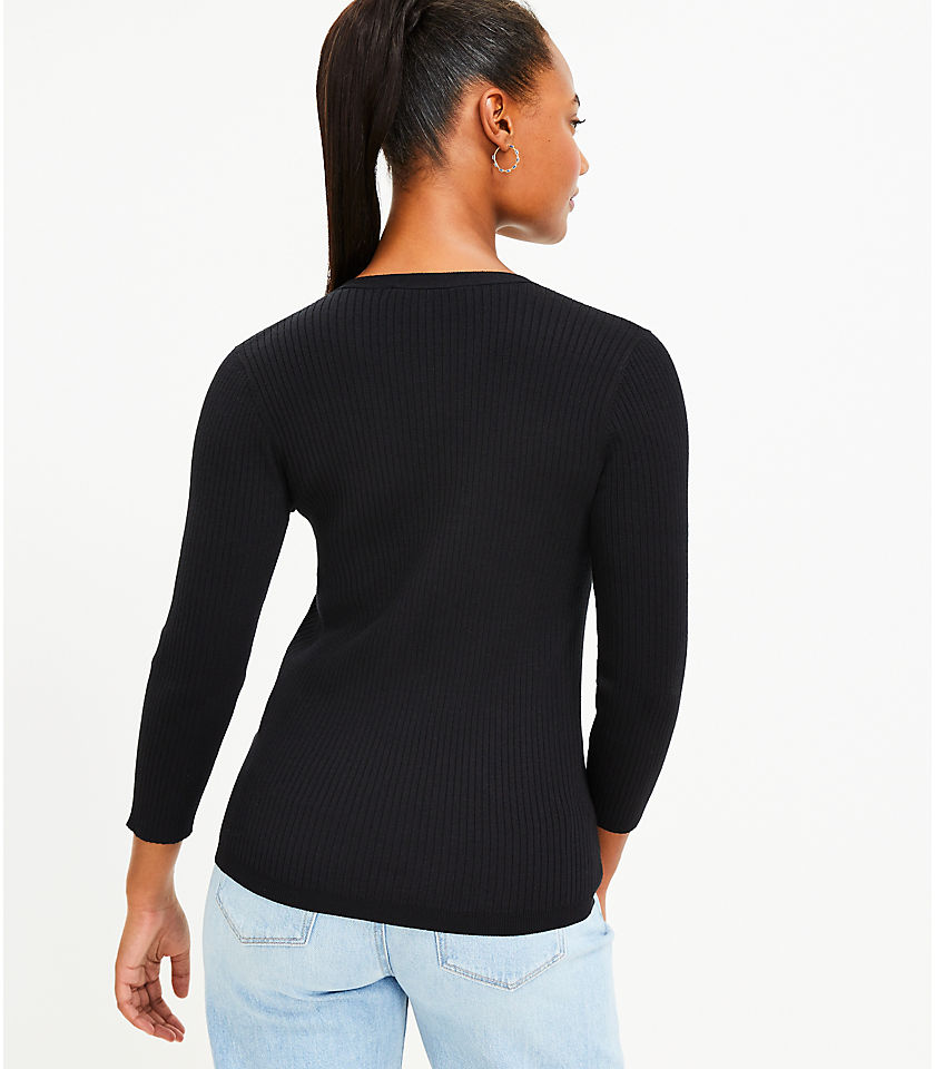 3/4 Sleeve Henley Sweater