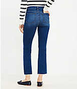 Destructed Hem High Rise Kick Crop Jeans in Clean Dark Wash carousel Product Image 3