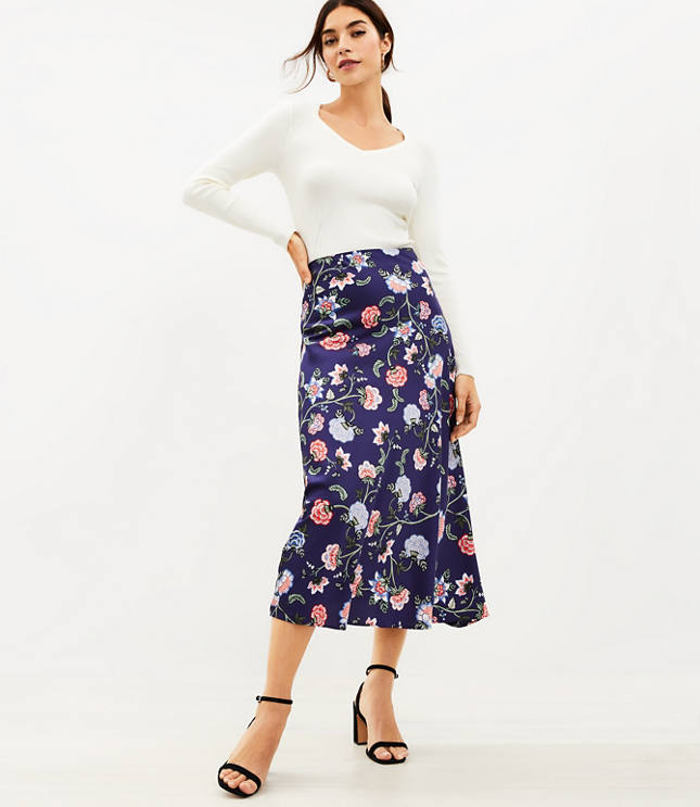 Floral Bias Midi Skirt