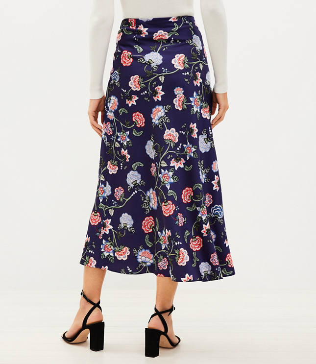 Floral Bias Midi Skirt