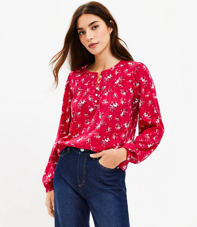 Floral Henley Blouse