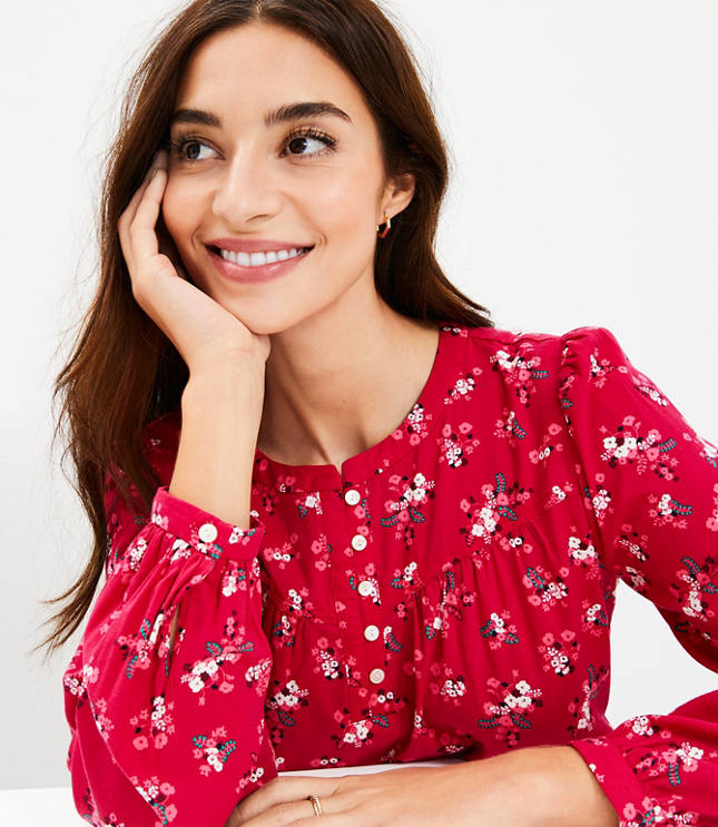 Floral Henley Blouse