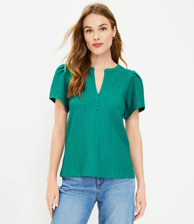 Textured Flutter Sleeve Top