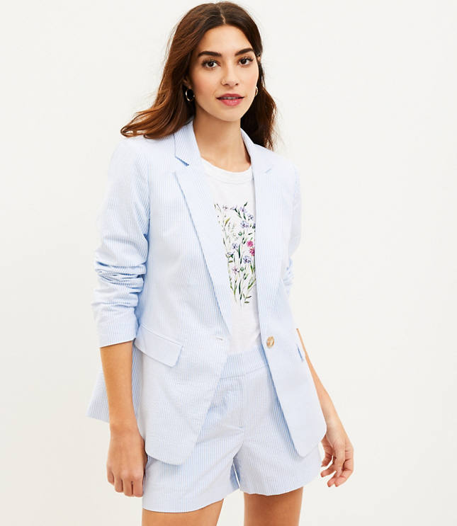 Ladies seersucker blazer sale