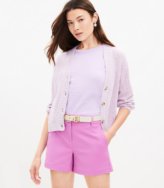 Belted Pleated Shorts in Floral Twill