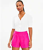 Pleated Pull On Shorts in Linen Blend carousel Product Image 1