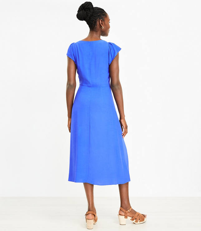 Cap Sleeve Button Midi Dress