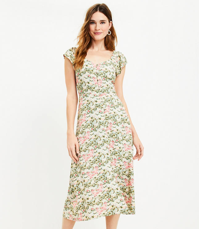 Floral midi dress outlet short sleeve