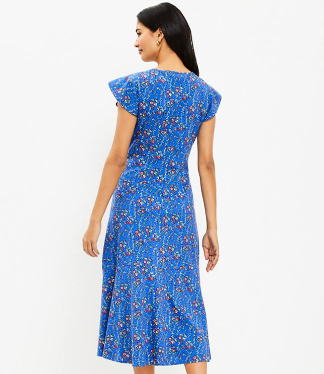 100% Lyocell midi dress with knot in royal blue