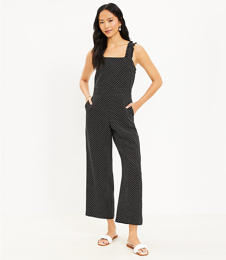 Dotted Ruffle Strap Square Neck Jumpsuit image number 0