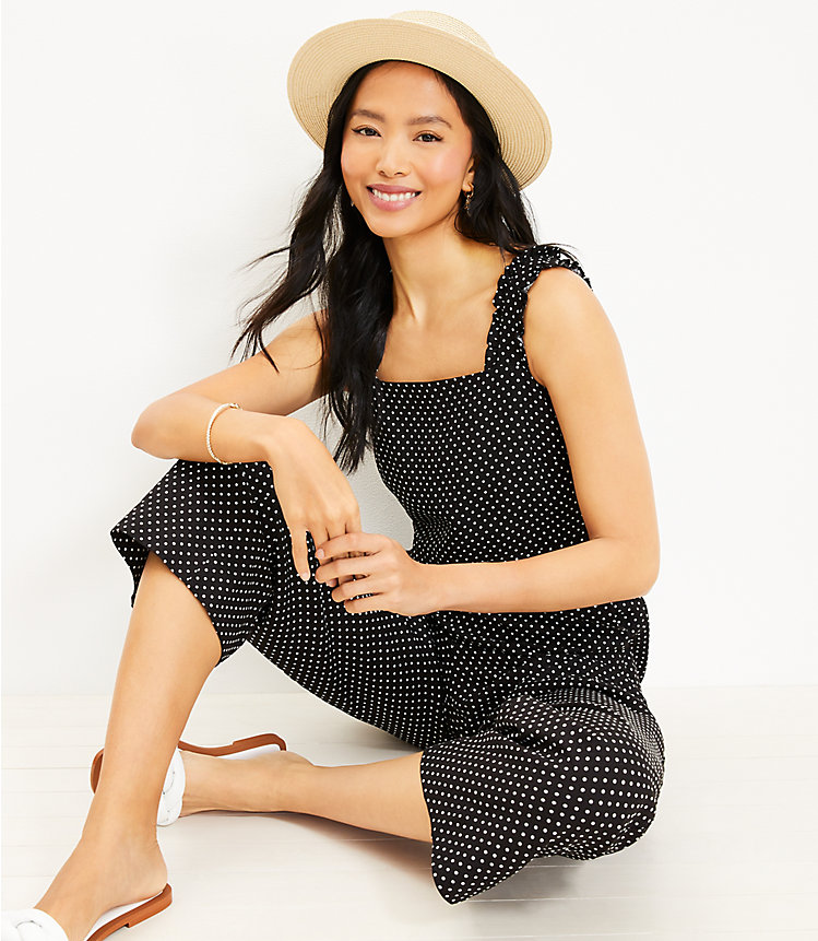 Dotted Ruffle Strap Square Neck Jumpsuit image number 1