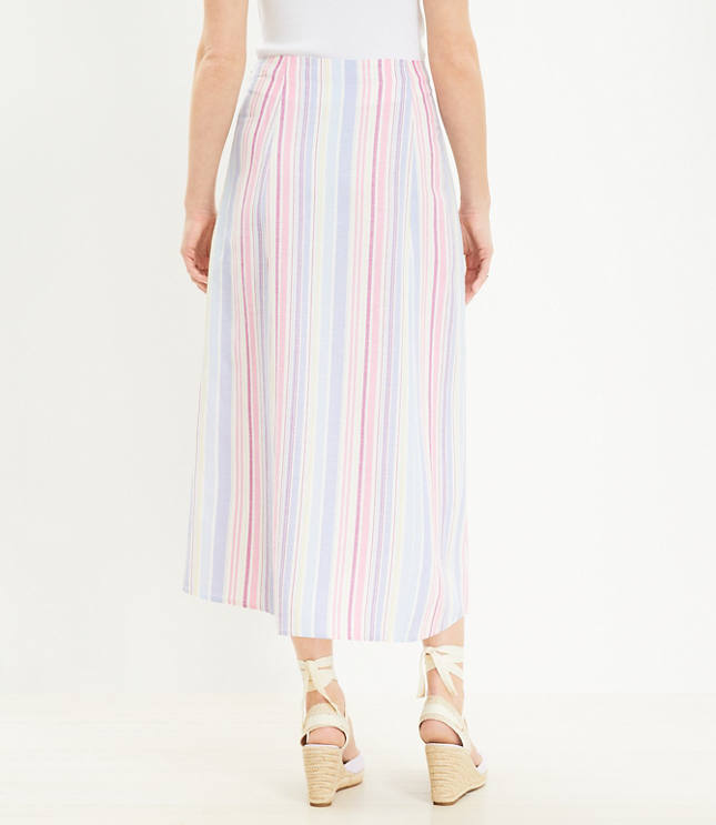Striped Side Slit Midi Skirt