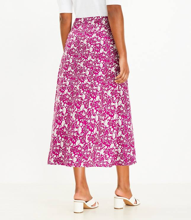 Wishlist Floral Midi Skirt with Slide Slit for Women in Blue