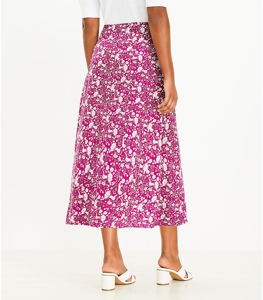 Floral Side Slit Midi Skirt