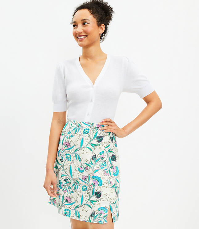 Linen Blend Mini Wrap Skirt