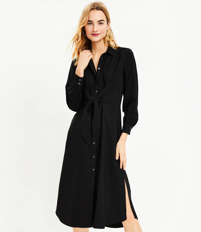 Knot Front Midi Shirtdress