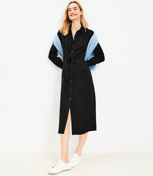 Knot Front Midi Shirtdress