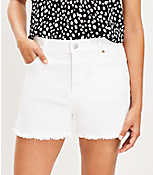 Frayed Denim Cut Off Shorts in White carousel Product Image 2