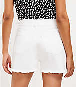 Frayed Denim Cut Off Shorts in White carousel Product Image 3