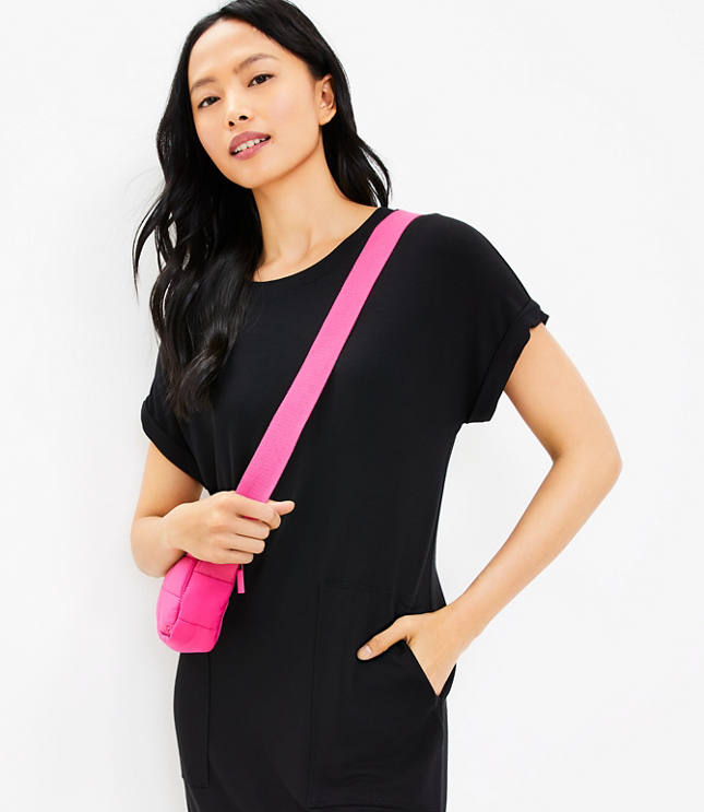 ASOS DESIGN mini cross body fanny pack in purple and pink