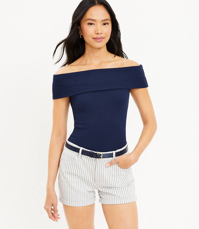 Ribbed off best sale the shoulder top