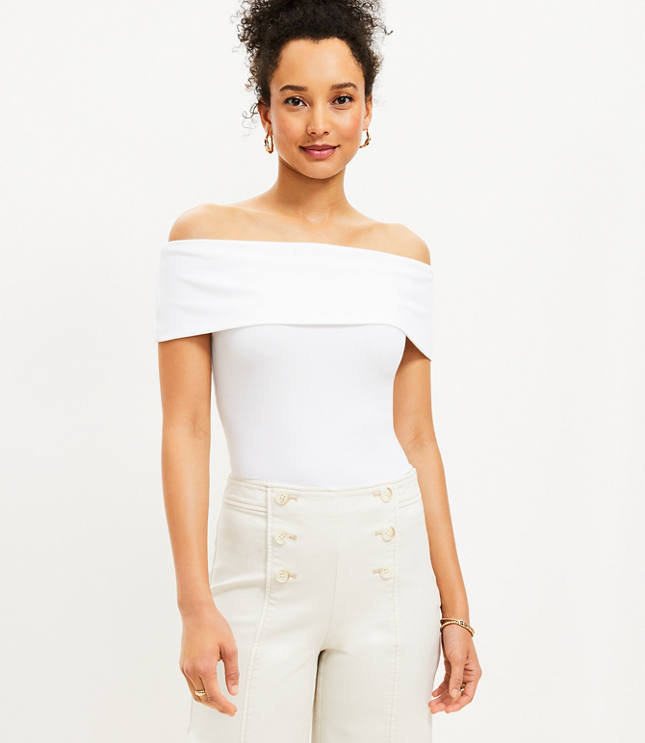 Ribbed off-the-shoulder top