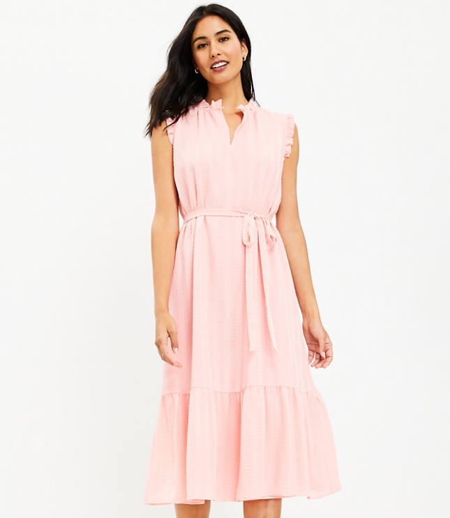 Ruffle Sleeveless Midi Dress