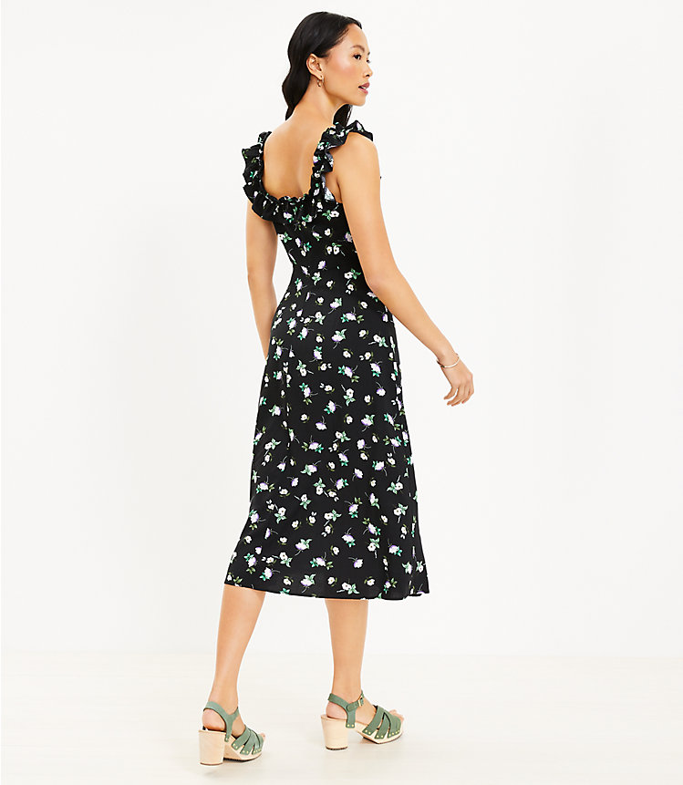 Floral Ruffle Square Neck Midi Dress image number 2