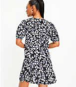 Floral Puff Sleeve Button Swing Dress carousel Product Image 3