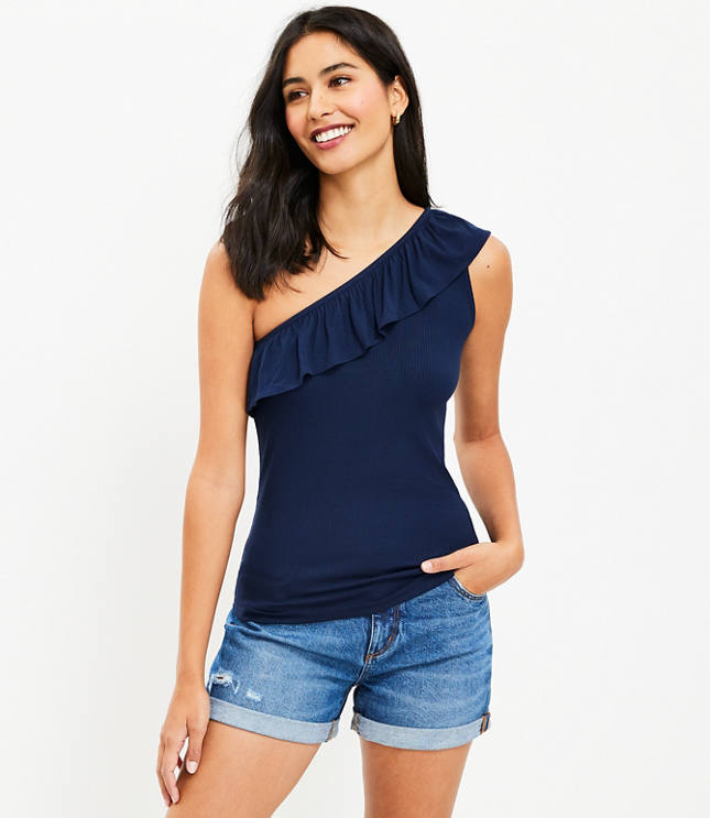 トップス Asymmetry Ruffle One-shoulder Tops Black Woven Asymmetric Frill One Shoulder Top | Co-ords