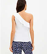 Ruffle Ribbed One Shoulder Tank Top carousel Product Image 2