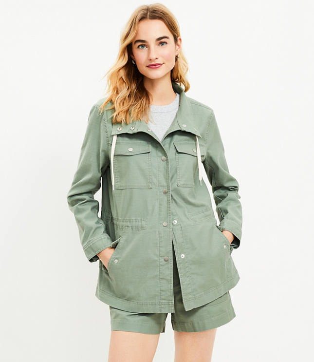 Twill Drawstring Utility Jacket