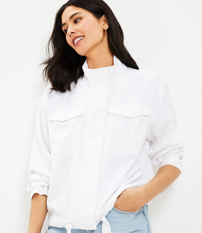 All Day Cropped Twill Jacket - Indigo Bay