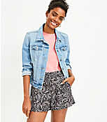Pleated Pull On Shorts in Paisley Linen Blend carousel Product Image 1