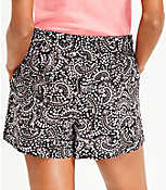 Pleated Pull On Shorts in Paisley Linen Blend carousel Product Image 3