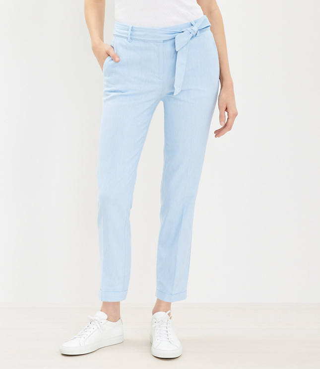 Devin Tie Waist Slim Pants in Twill