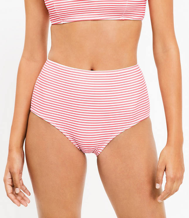 LOFT Beach Striped High Waist Bikini Bottom