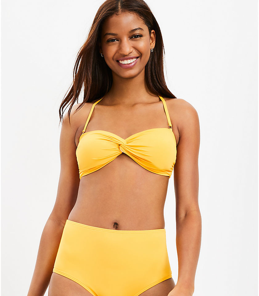 LOFT Beach Shirred Twist Bandeau Bikini Top
