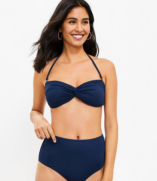 LOFT Beach Shirred Twist Bandeau Bikini Top