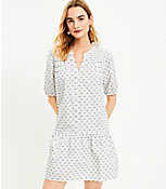 Clip Puff Sleeve Button Swing Dress carousel Product Image 1