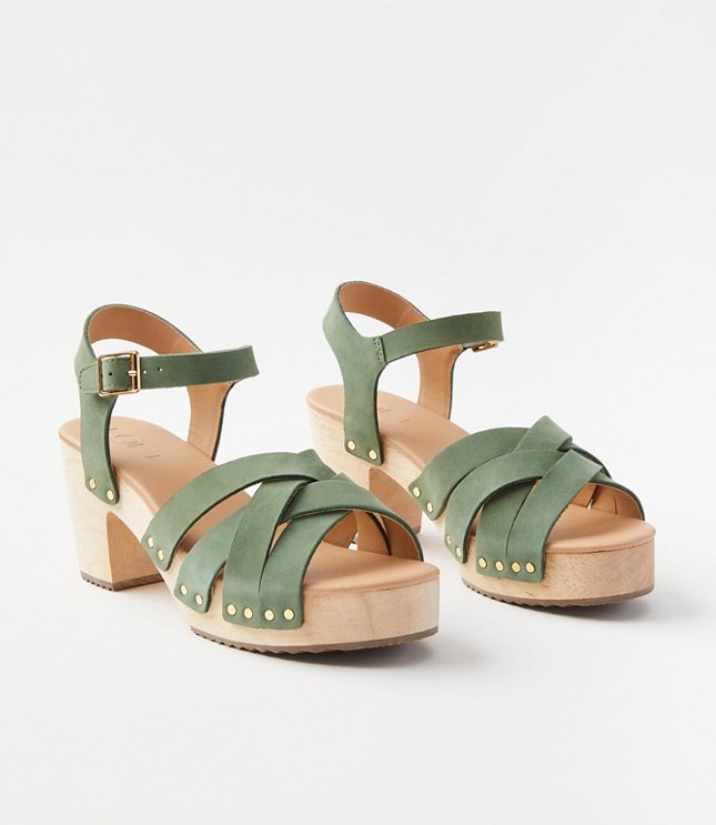 Strappy Leather Clog Sandals