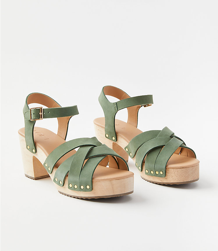 Strappy Leather Clog Sandals image number null