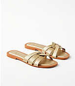 Strappy Leather Slide Sandals carousel Product Image 1