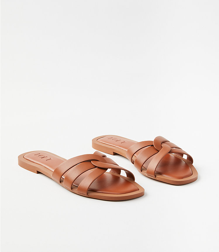 Strappy Leather Slide Sandals image number 0